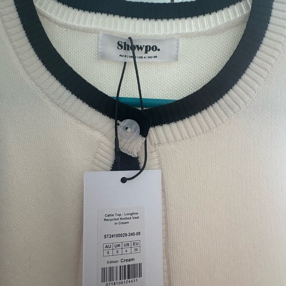 Showpo Cream Knit Top with Black Trim - Picture 6 of 6